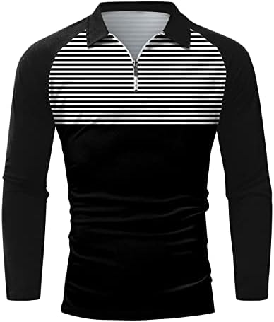 Мъжки Ризи Поло WOCACHI 2022 джоб с Дълъг Ръкав, Блузи за Голф в стил Мозайка с Цветен Блок, Ежедневни Дизайнерска