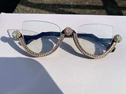mincl Цветни диамантени модни очила за четене във формата на полумесец, за жени, очила за четене с кошачьим