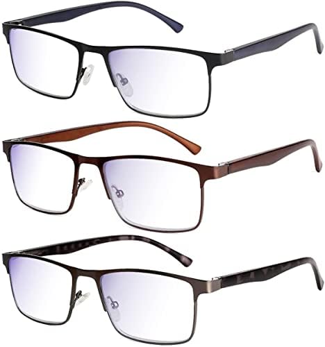 Очила за четене CBGLCFH за мъже, 3 опаковки, дамски слънчеви очила в синя рамка, в голяма рамка, блокиране на