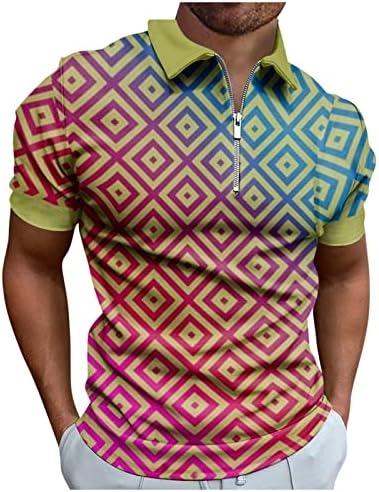 Мъжка Мода 3D Риза с къси ръкави Бизнес Светкавица Декоративна Поло Риза с Къс Ръкав Цвят Лоскутный Топ за Мъже