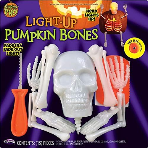 Комплект за рязане и декорации от Тиква Скеллингтонских кости FunWorld Хелоуин Light Up