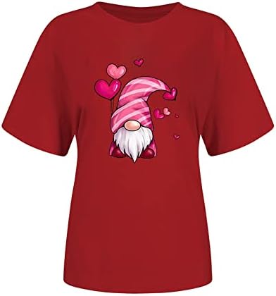 Ризи за Свети Валентин, Женска Тениска с Надпис Love Heart Gnome Графична Тениска, Подарък За Свети Валентин