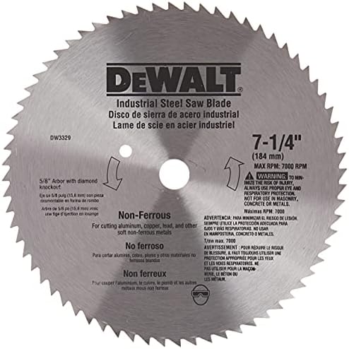 Дискова трион DEWALT, 7 1/4 Инча, 68 на Зъбите За рязане на метал (DW3329)