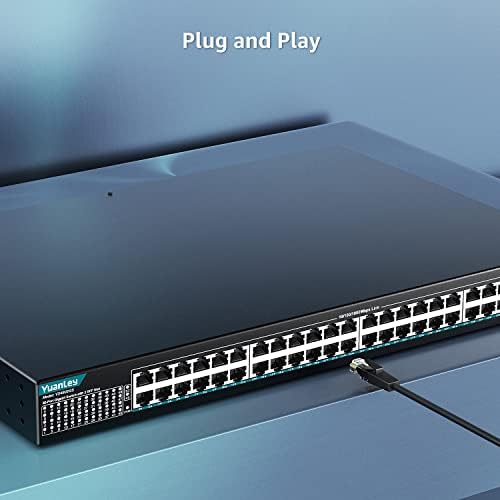 Unmanaged 48-port gigabit Ethernet switch YuanLey с 2 възходящи канали SFP 1000 Mbit/s, 50-пристанищен мрежов ключ, метален ключ Ethernet Plug and Play, устанавливаемым на багажник