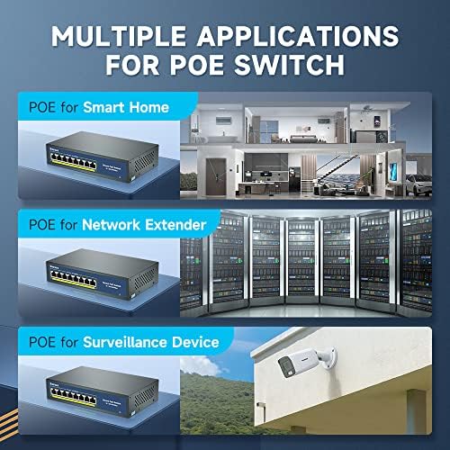 На 8-port Gigabit switch PoE Davuaz, съвместим с IEEE802.3af /at, капацитет до 120 W, Метален дизайн, Unmanaged