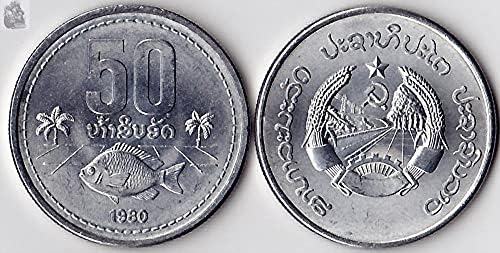 Азиатски Лаос Азиатски Ливан 5 Комплекти комплекти Национални монети Монета 1980 година на издаване Чуждестранни