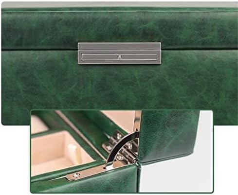 n/a Многофункционална кутия за съхранение на бижута с ключалка Голям капацитет в Европейски стил, Часовник, Колие (Цвят: зелен, размер: H22 * W24 * 34,5 см)