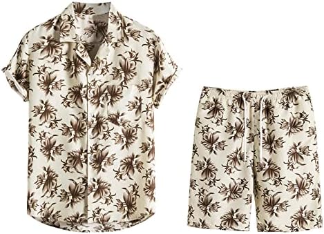 Мъжки Ежедневни Хавайски Ризи и къси Панталони, Всекидневни Тропически Костюм от 2 теми, Свободни Блузи с къс