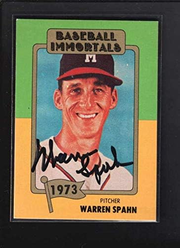 1980 Бейзболни Безсмъртни 139 Уорън Спан Автентичен Автограф, Подпис Az4594 - Бейзболни Топки С Автографи