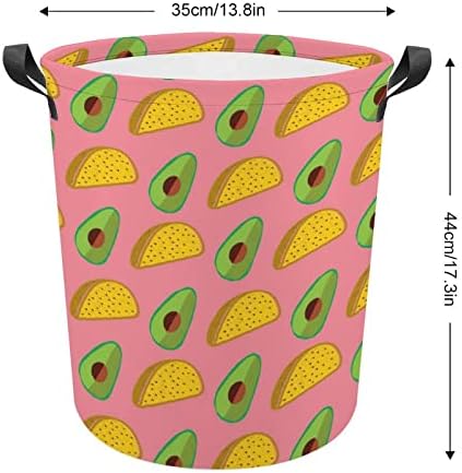 Количка за бельо на модел от Авокадо и Тако Сгъваема Кошница за дрехи, Чанта За съхранение на бельо с Дръжки