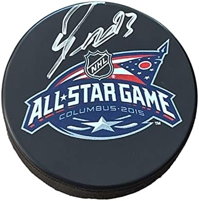 Райън Ньюджент-Хопкинс подписа хокей шайба на ЗВЕЗДИТЕ в НХЛ 2015 г., с шайби НХЛ с автограф