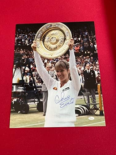Крис Евърт, с автограф (JSA) Снимка 16 x 20 (Рядко / Винтажное) - Тенис на снимки с автографи