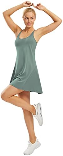 Жена Теннисное рокля AFITNE, Пробег Рокля с Вграден бюстгальтером и Къси панталони с джобове, Рокля игрища за