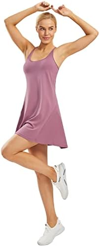 Жена Теннисное рокля AFITNE, Пробег Рокля с Вграден бюстгальтером и Къси панталони с джобове, Рокля игрища за спорт