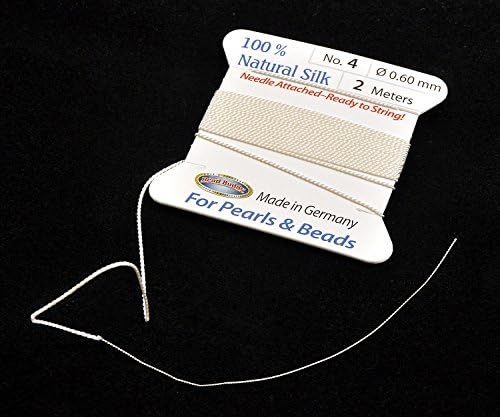 Кабел от естествен бял коприна Bead Buddy 0,6 mm, с прикрепена игла - Идеално за производство на бижута - Дължина