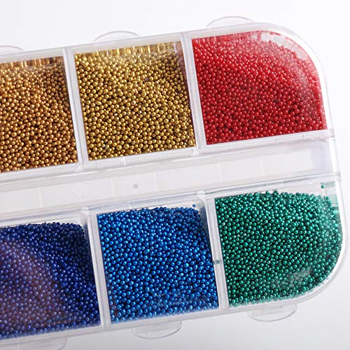 Hisenlee 12 цвята мъниста за телета за нокти, микрошарики, микрокристаллическое стъкло, тенденция хайвер за