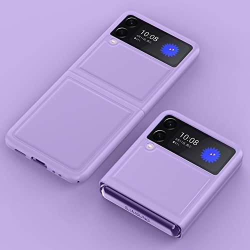 Asuwish е Съвместим с Samsung Galaxy Z Flip 3 Case-Тънък Кожен калъф с пълна защита на Твърдия PC ултра тънък