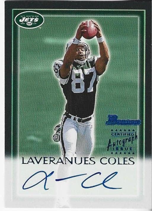 Пощенска картичка с автограф Laveranues Coles 2000 Topps - Футболни картички с автографи на NFL