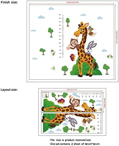 Картички с Обявяването на раждането на Детето Стикер с изображение на Жираф и Заек Височина Украса на детска стая Височина Стикери За стена Детска Стая Украса на К?