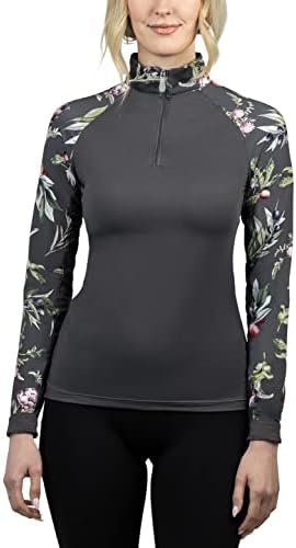 Кастел Denmark Женски Леки Слънчеви ризи Raglan с дълъг ръкав | Спортни Блузи с цип до четвърти инча | Защита UPF 30+
