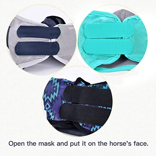 Маска HUIRHUIR Horse Fly Mask, Дълъг нос, с Уши, защита от ултравиолетови лъчи, Подвижни клапан за носа-Сиво-син
