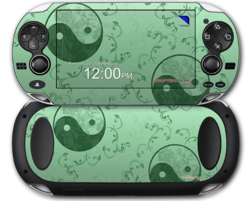 Женствена Зелен цвят на Ин Ян - Кожа, в стил прозорец винетка е подходящ за Sony PS Vita