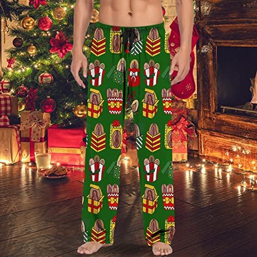 Мъжки Пижамные Панталони, Коледни Пижамные Панталони с Шарките на Снежен човек с Висока Талия, Коледни Пижамные