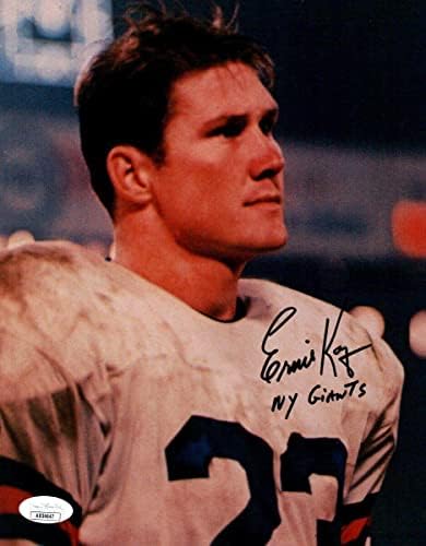 Ърни Снизходителна Подписа Снимка 8X10 с Автограф New York Giants JSA AB54647 - Снимки NFL с автограф