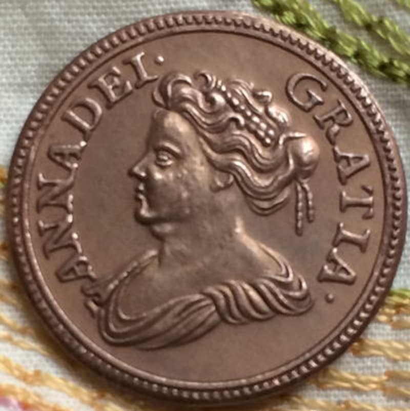QINGFENG 1714 Британската Монета в 1 Фартинг Стара Сребърна Доларова Монета