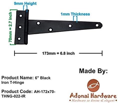 Профили Adonai Makheloth Антични Т-Образна линия от лек ковано желязо (6 x 16 в опаковка, с черно прахово покритие)