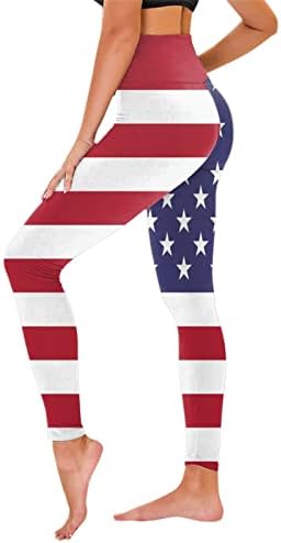 На 4 юли, Гамаши с висока талия за Жени, Гамаши за Йога с Флага на САЩ, Ултра Меки Еластични Спортни Панталони
