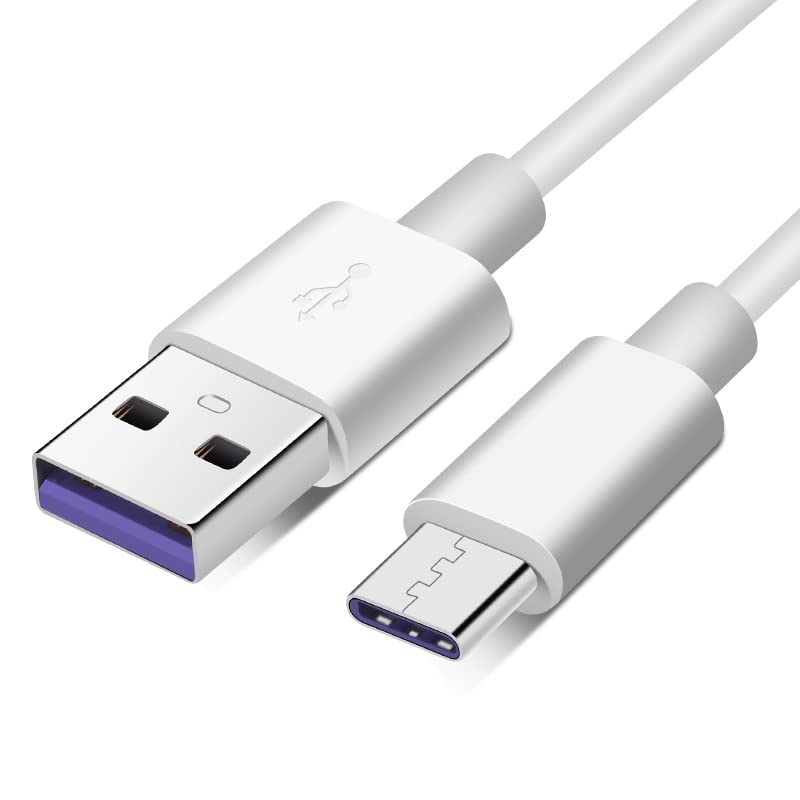 Кабел USB Type C, бързо зареждане от USB A до C USB 5A (3,2 метра в опаковка) Сплетен кабел за зареждане кабел (бял) е Съвместим с Samsung Galaxy.Note 9, A11 A51, LG G6 V30 V35, Зарядно устройство Moto US