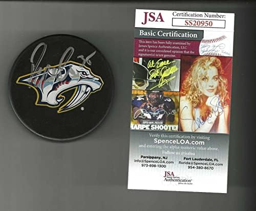 Пека Ринне Подписа Сувенири шайбата Нешвил Предаторз JSA COA - за Миене на НХЛ с автограф