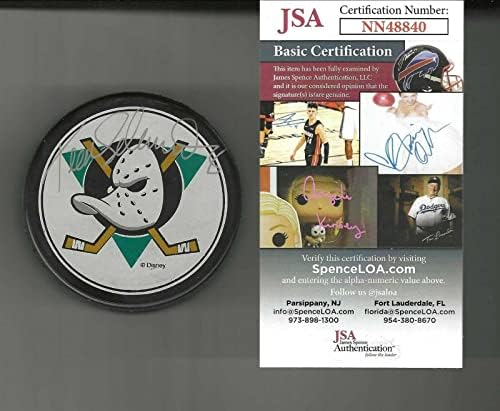 Теему Селанне Подписа на Миене с по-голям логото на Анахайм Майти Дъкс JSA COA - за Миене на НХЛ с автограф