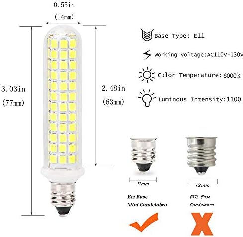 Led лампа G MGY OLED E11, с регулируема яркост на LED E11, Мини-канделябр на базата на E11, работа на смени