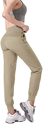 Дамски панталони за джогинг Aurefin с висока талия, Леки Райета Спортни панталони за туризъм с ластик и джоб