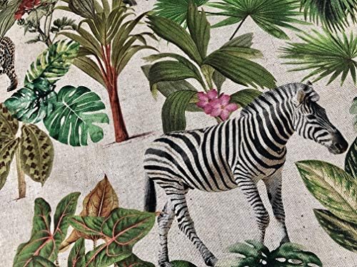 Safari Zoo на Африканско Животно, Дигитален печат на Плат Тропически Джунгли Палмова цвете Лист Материал, Лен
