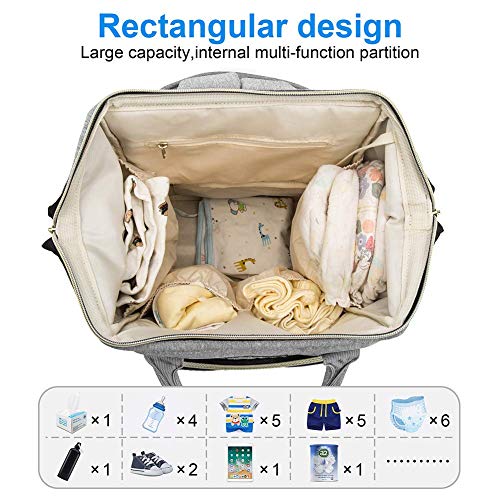Раница-чанта за памперси Mokaloo, Голяма детска чанта, Многофункционална раница за пътуване, Водоустойчива чанта