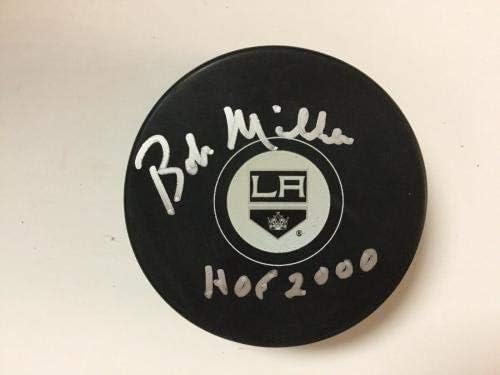 КОПИТО Боб Милър, Подписано хокей шайба Лос Анджелис Кингс с автограф на PSA DNA COA a - за Миене на НХЛ с автограф
