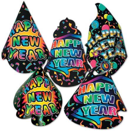 Цветни шапки Beistle за партито за Нова година - 1 бр, един размер подходящ за повечето
