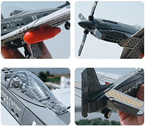 Набор от градивни елементи за военен самолет iqipets WW2 - 258 броя, Конструктори за изтребител P-51 Mustang