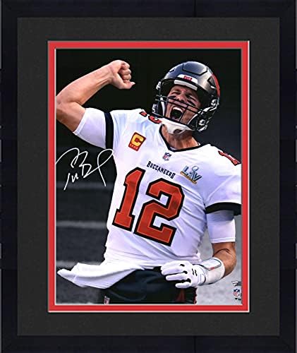 Снимка на Том Брейди в рамката на Тампа Бей Буканьерс с автограф 16 x 20 Super Bowl ПС Scream светлината на