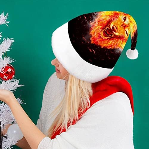 Огнено Пламтяща Вълк Коледни Шапки на Едро За Възрастни Шапки Коледна Шапка за Празници, за да проверите за