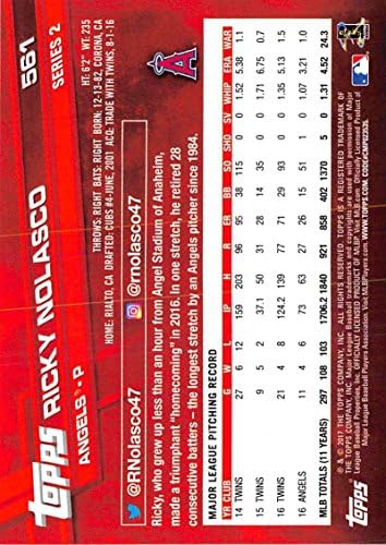 2017 Topps Серия 2 #561 Бейзболна картичка Рики Ноласко Лос Анджелис Энджелз