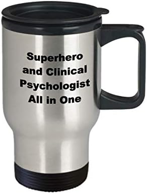 Забавен Клиничен Психолог Супергерой Пътуване Кафеена Чаша за Подарък за Колега Служител на Шефа на Новост на