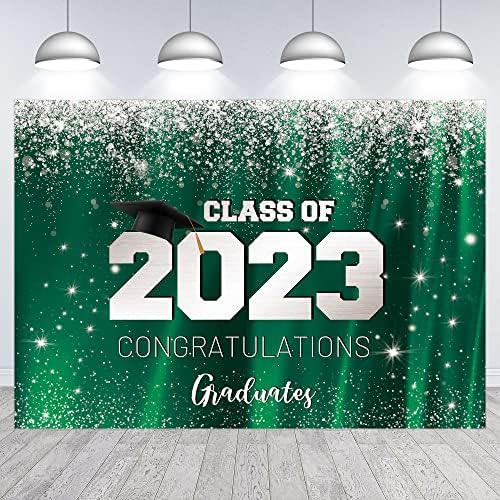 Hilioens 10 × 8 фута Клас 2023 Бала на Фона на Зелено Сребро Поздравления Завършил Поздравительный Фон Шапка