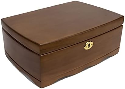SDFGH Изискан Европейски Ретро Дървени Ръчна Кутия за Съхранение на Бижута в Ковчег за Бижута с ключ (Цвят: