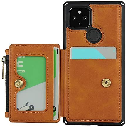 Чанта-портфейл Cavor за Pixel 5, Чанта-портфейл с цип джоб с отделения за карти, Каишка за китката, устойчив