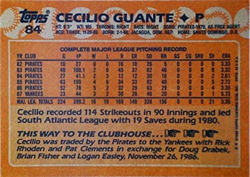 1988 Бейзболна картичка Topps 84 Сесилио Гуанте
