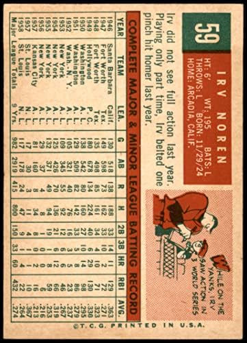 1959 Topps 59 Rwi Норен Вашингтон Сенатърс (Бейзболна картичка) VG/БИВШИ сенатори